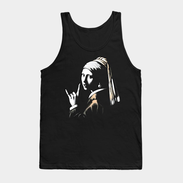 Metalhead Girl with a Pearl Earring Tank Top by MetalByte